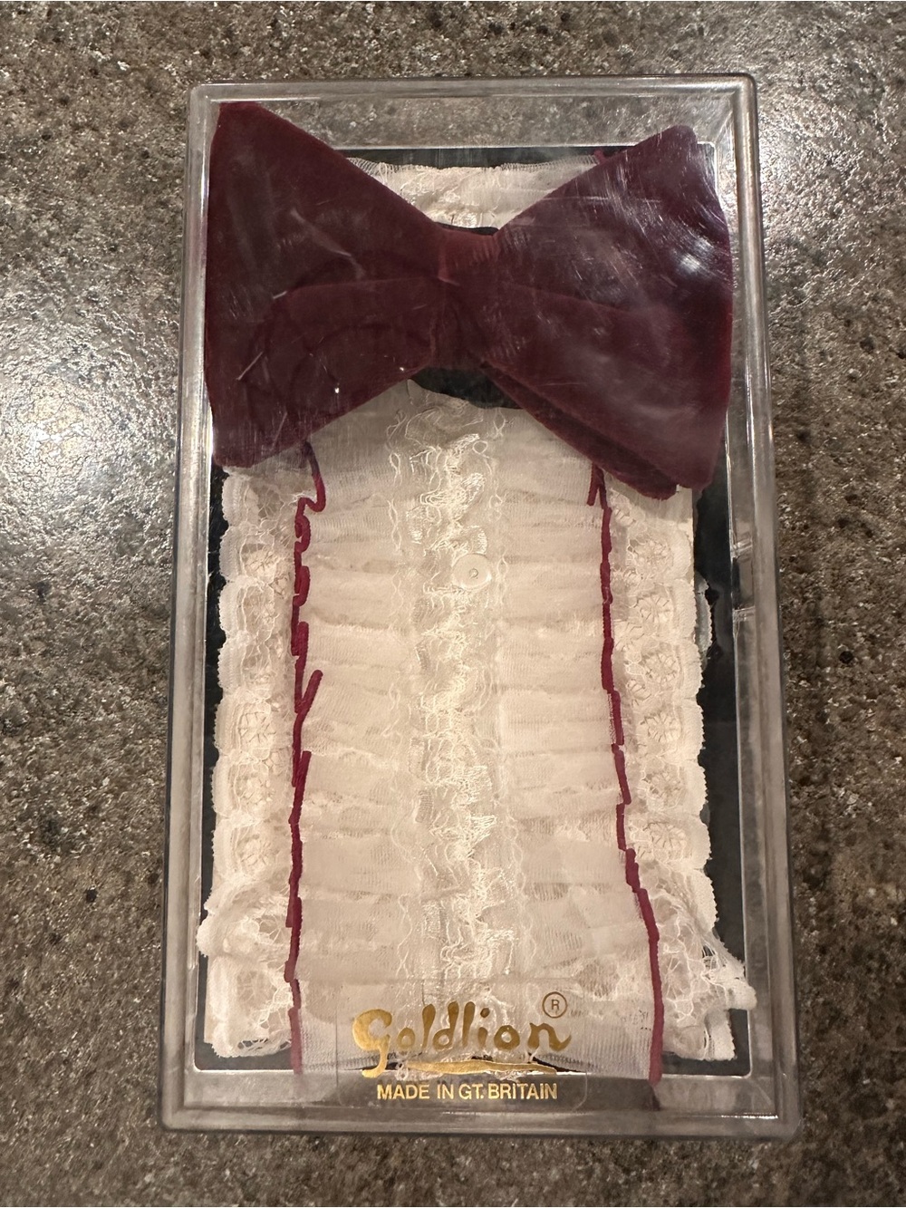 Vintage Velvet Bow tie and Lace Shirt Button Cover Accessory New in Box